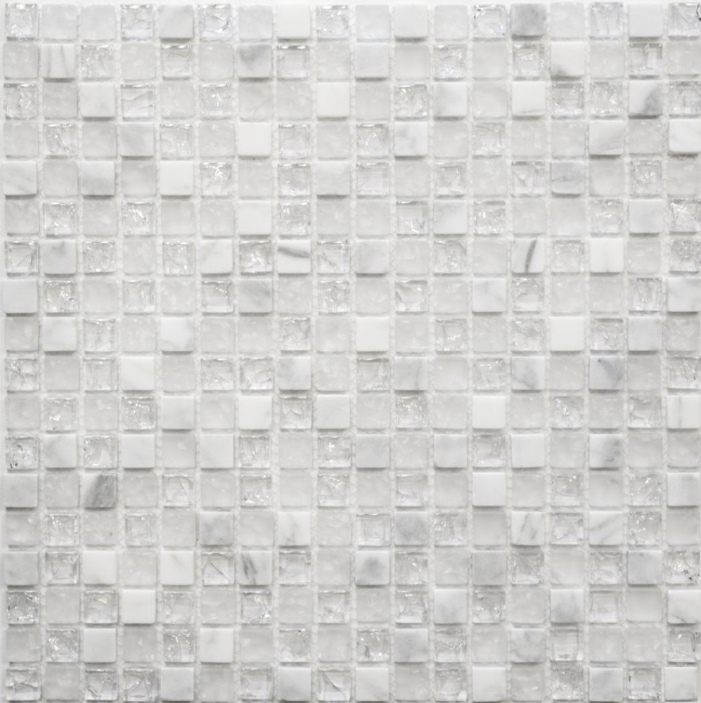 Mosaico cuadrado de vidrio mosaico de piedra mezcla blanca mezcla translucida brillante