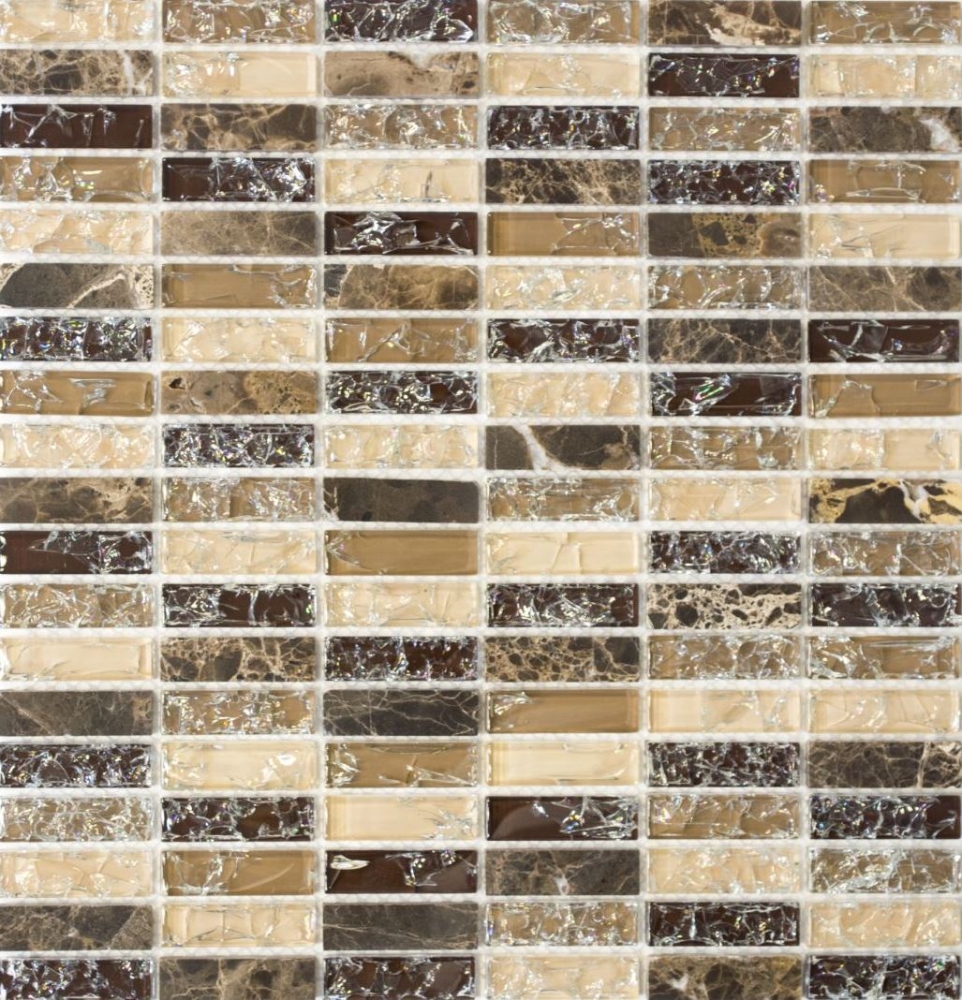Mosaikmatte Mosaikfliesen Verbund Crystal/Stein mix emperador dunkel 298x305 mm 