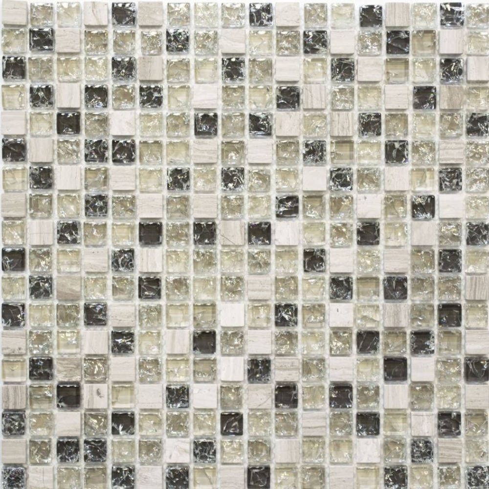 Mosaique Carre Mosaique de verre Pierre mix gris-vert Mix translucide brillant