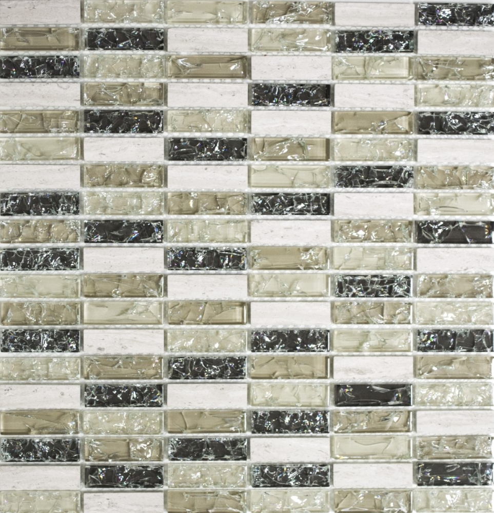 Batonnets de mosaque Pierre mix gris-vert Mix translucide aspect crois brillant