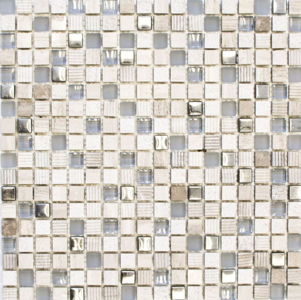 Mosaique de verre Pierre naturelle gris clair argent cream 92-HQ10