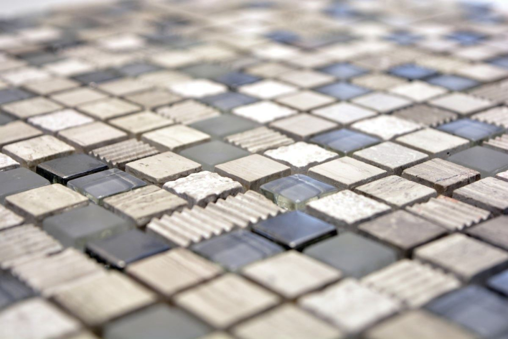 Mosaique de verre Pierre naturelle gris clair argent cream 92-HQ10