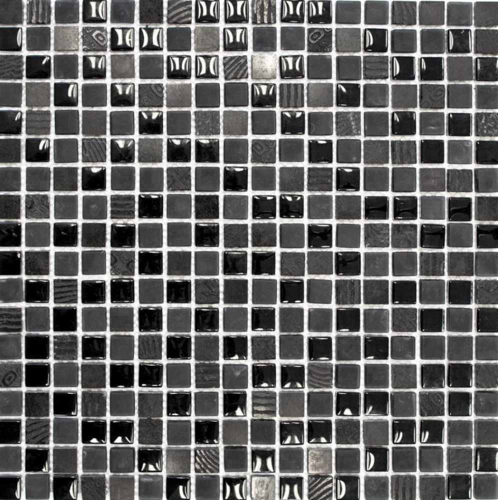 Mosaique de verre Pierre naturelle Rustique gris fonce graphite noir relief 83-HQ19