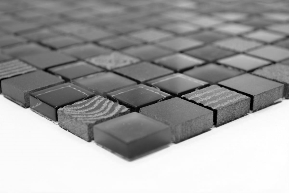 Piedra natural mosaico rustico azulejo mosaico de vidrio de marmol esmerilado de vidrio gris oscuro negro antracita azulejo backsplash bano cocina -83-HQ29