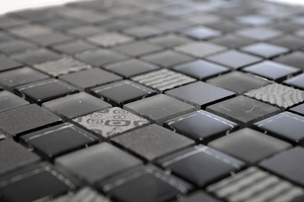 Piedra natural mosaico rustico azulejo mosaico de vidrio de marmol esmerilado de vidrio gris oscuro negro antracita azulejo backsplash bano cocina -83-HQ29