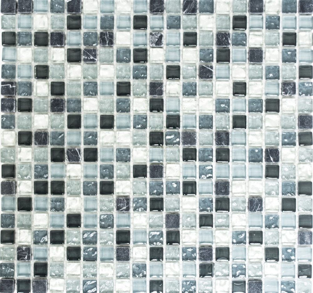 Mosaique Carre Mosaique de verre Pierre mix claire gris argent Mix translucide brillant