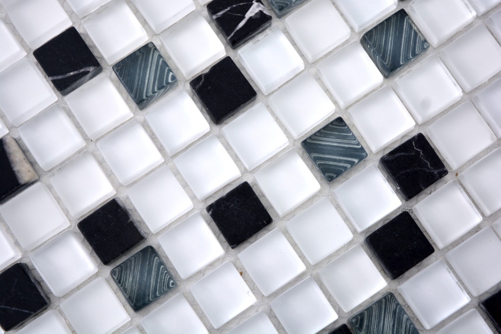 Mosaique Carre Mosaique de verre Pierre mix super blanc mat noir Mix translucide blanc gris brillant