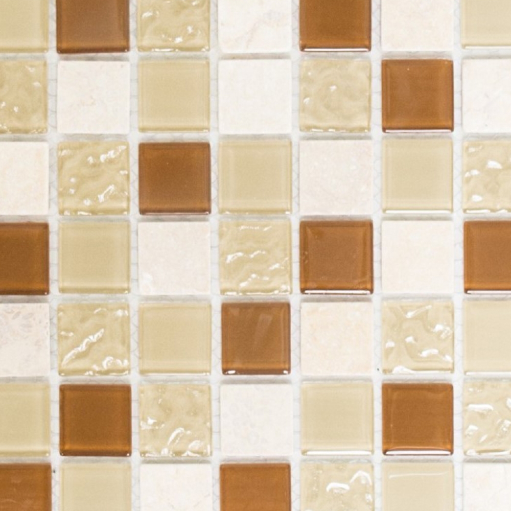 Mosaique Carre Mosaique de verre Pierre mix beige Mix translucide brillant