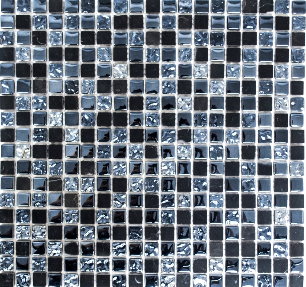 Mosaique Carre Mosaique de verre Pierre mix gris noir Mix translucide brillant