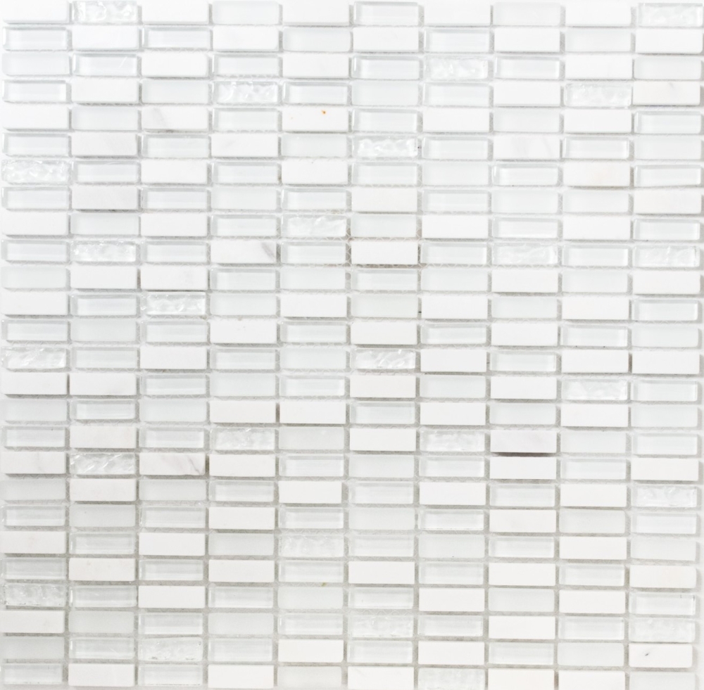 Batonnets de mosaque de verre pierre mix blanc mat mix translucide optique croise brillant
