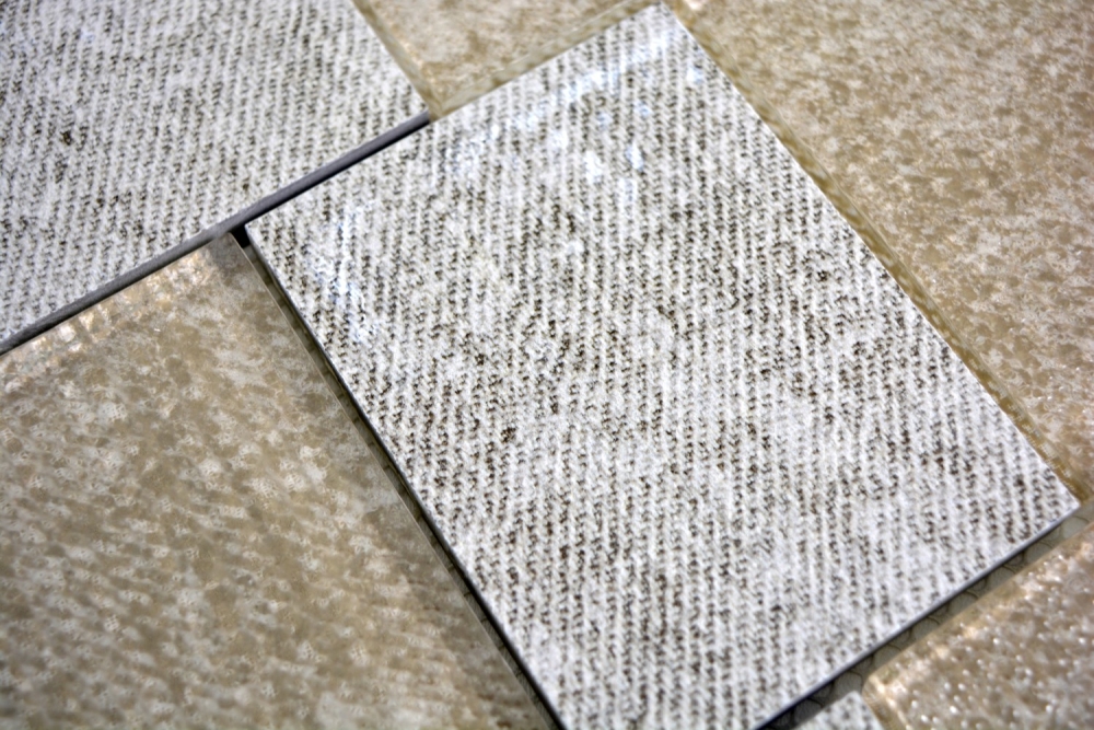 Retro Mosaik Fliese Keramikmosaik Glasmosaik beige graue Textil Optik 88J-1202