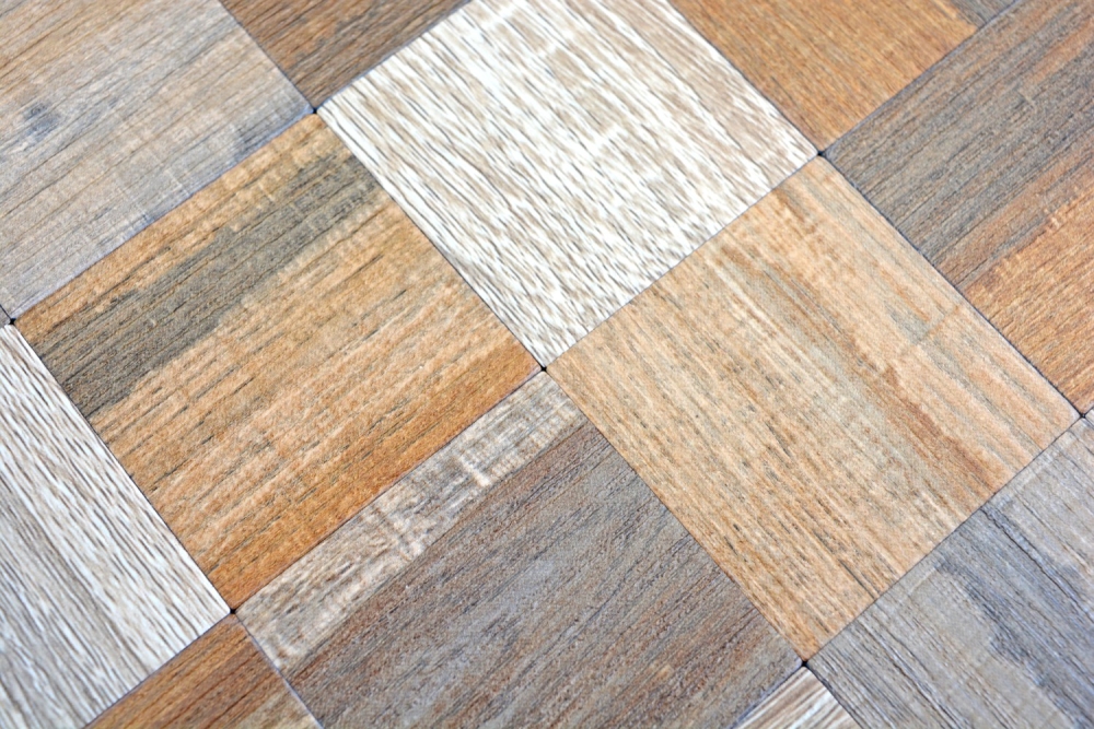 Mosaik Selbstklebend Quadrat metall mix Holzoptik Aluminium Metall grau beige matt