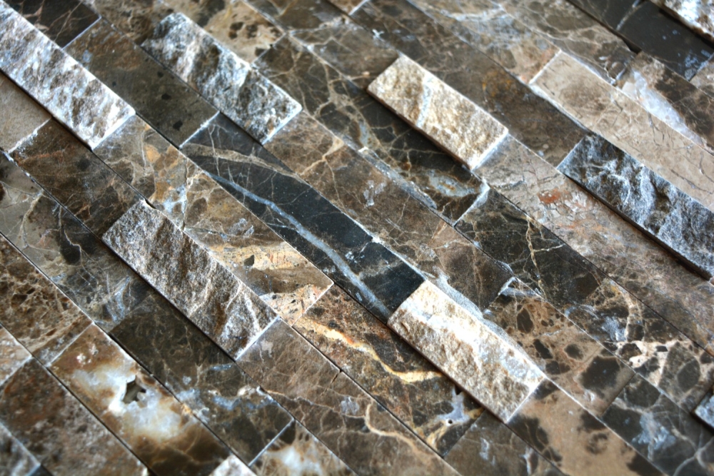 selbstklebender Wandverblender Steinwand Marmor Braun Mix Dunkel Fliesenspiegel Wandverblender - 200-0113
