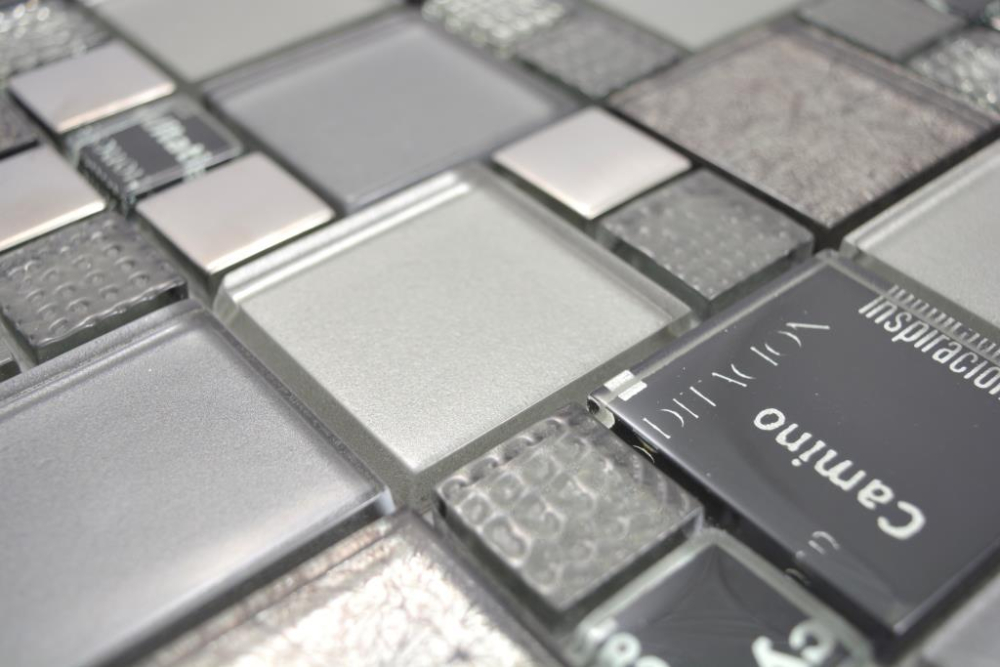Mosaique de verre Carreau de mosaique Argent gris clair Anthracite Noir Carrelage - 88-0317
