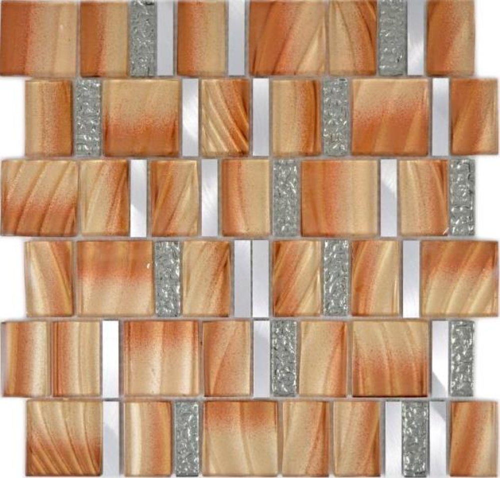 Mosaique combinaison mosaique de verre ALU mix Brown Mix aluminium translucide brun brillant