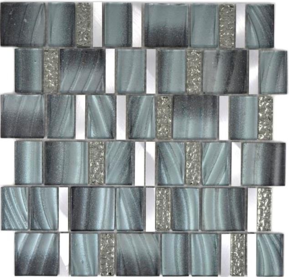Mosaique combinaison mosaique de verre ALU mix Grey Mix aluminium translucide gris brillant