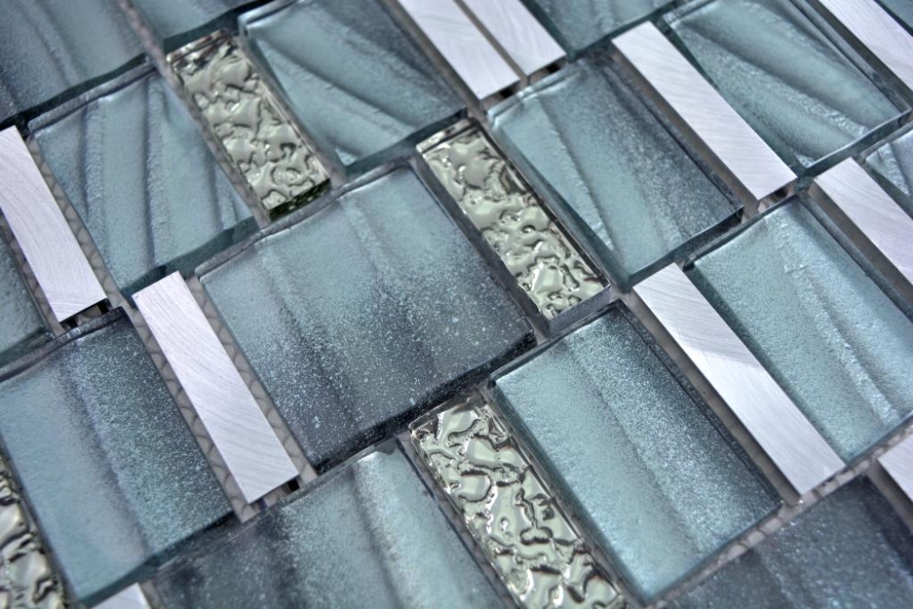 Mosaique combinaison mosaique de verre ALU mix Grey Mix aluminium translucide gris brillant