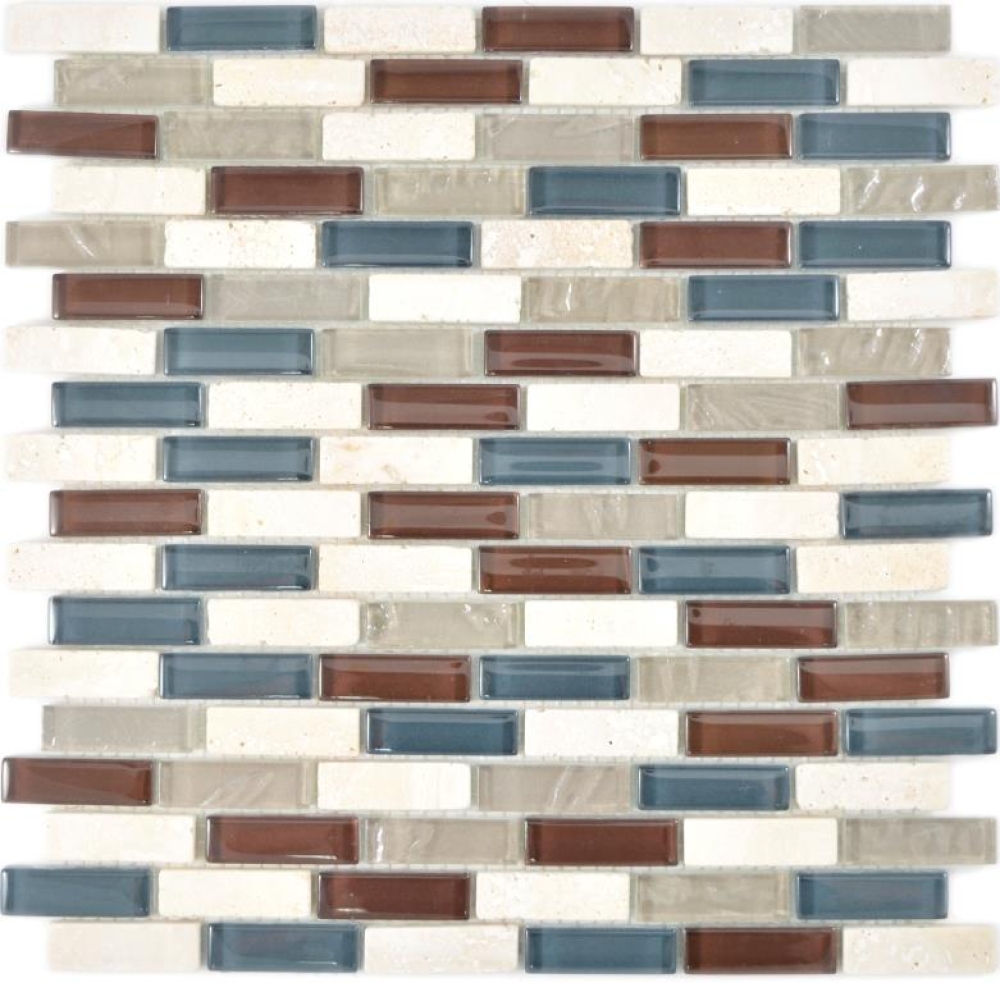 Mosaico de albanileria mezcla de piedra translucida mezcla de beige gris brillante - 10 hojas de mosaico