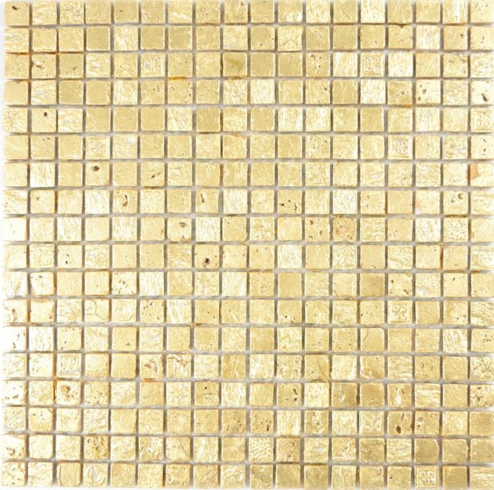 Mosaique Carre Pierre Resin mix or Mix brillant