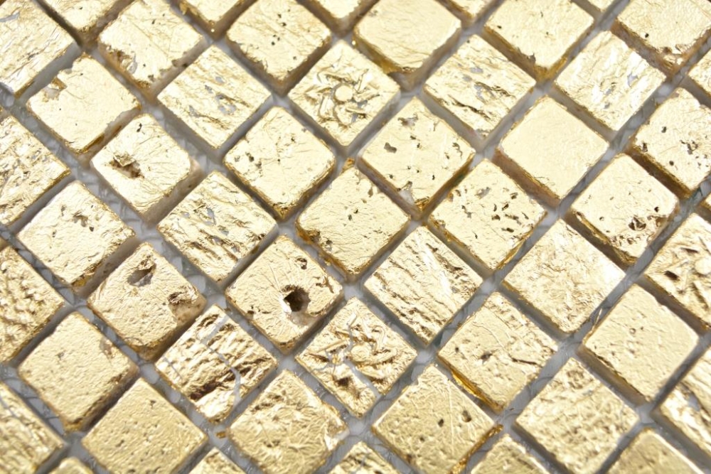 Mosaique Carre Pierre Resin mix or Mix brillant
