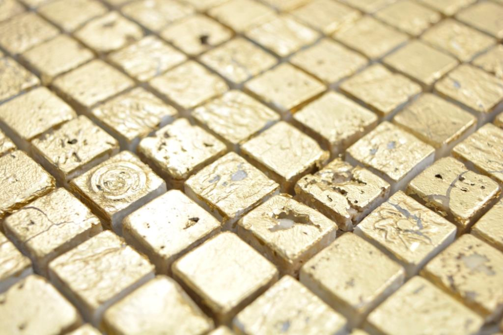Mosaique Carre Pierre Resin mix or Mix brillant
