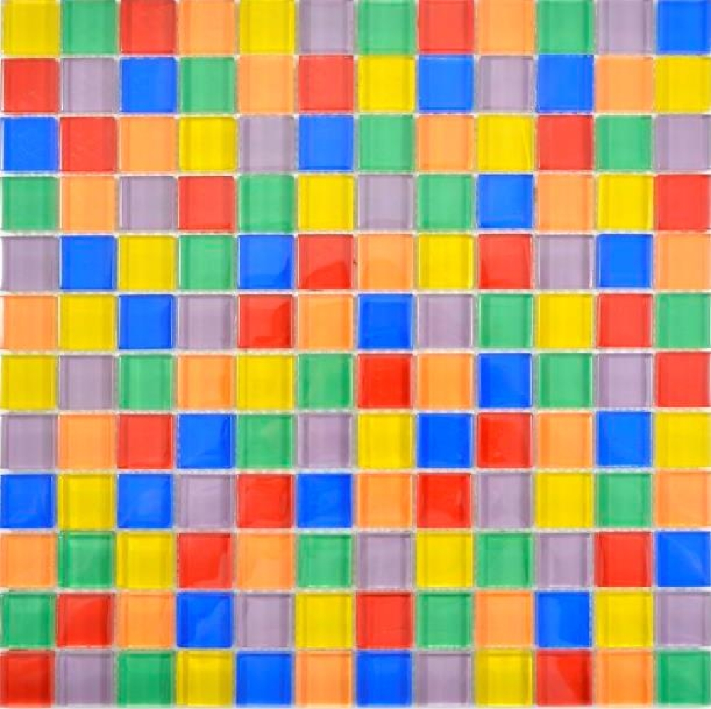 Mosaique de verre Carreau de mosaique Bordures Rouge Orange Bleu Vert Jaune Violet - 88-1235