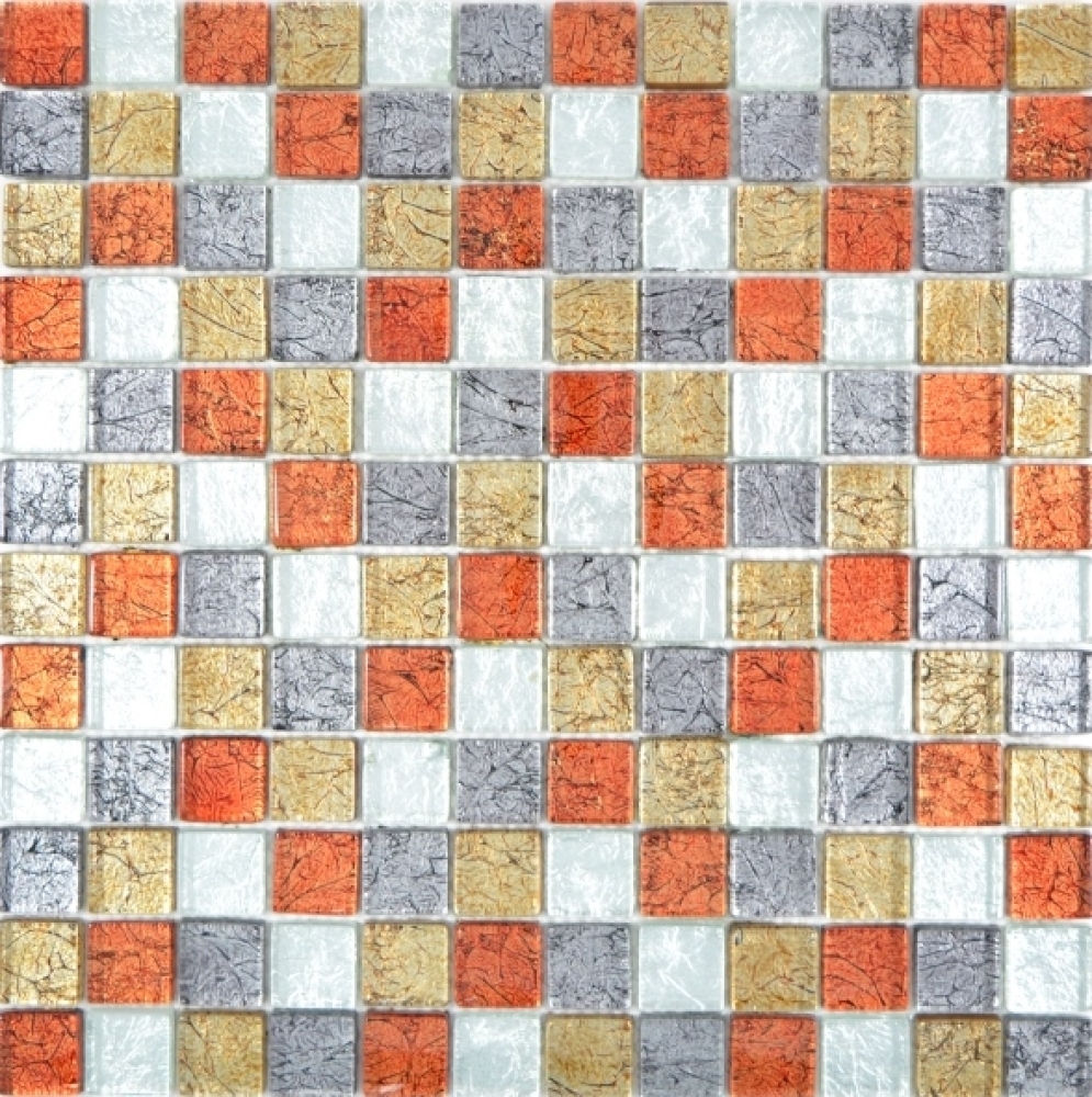 Mosaik Transluzent Crystal mix gold silber schwarz rot glaenzend - 10 Mosaikblaetter