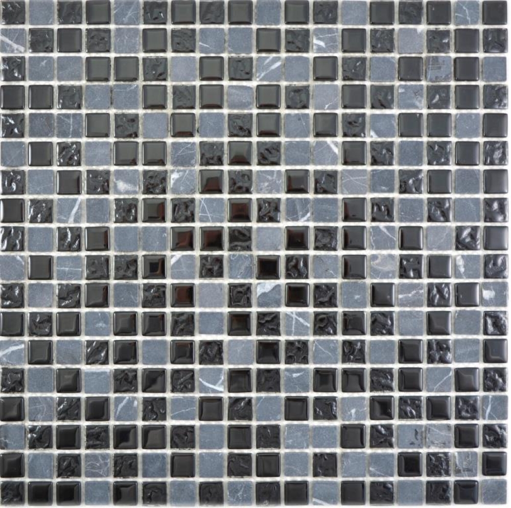 Mosaique de verre Mosaique de pierre naturelle Rustikal gris anthracite noir - 58-0203