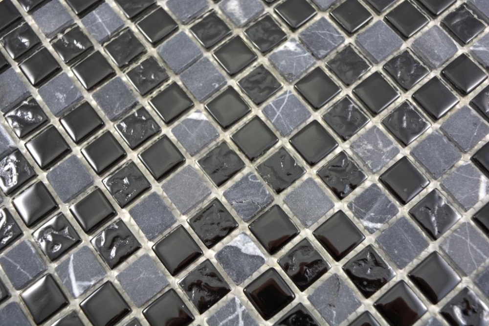 Mosaique de verre Mosaique de pierre naturelle Rustikal gris anthracite noir - 58-0203
