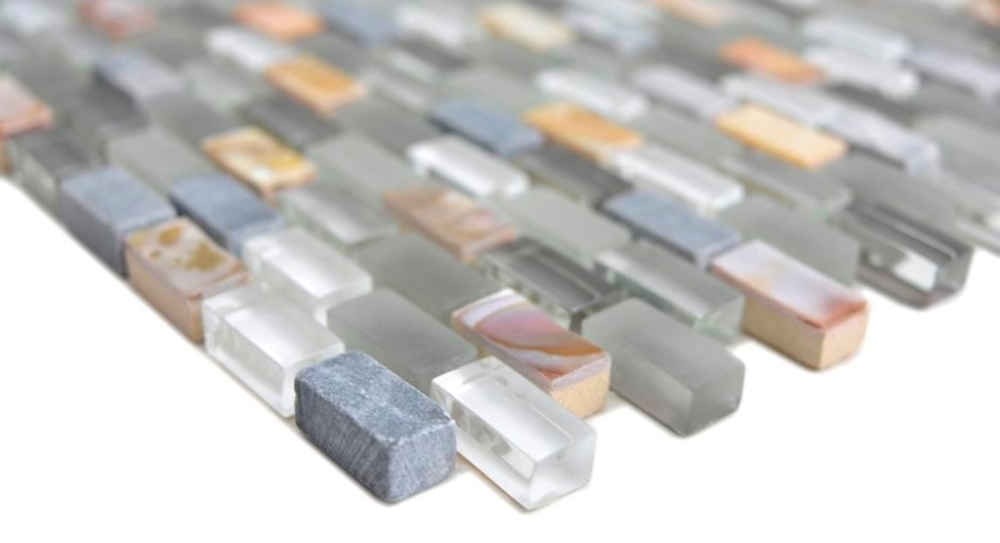 Mosaique baguettes composite pierre naturelle verre mosaique coquillage brick anthracite gris tracotta mosaique mur carrelage cuisine salle de bain - 86-0002