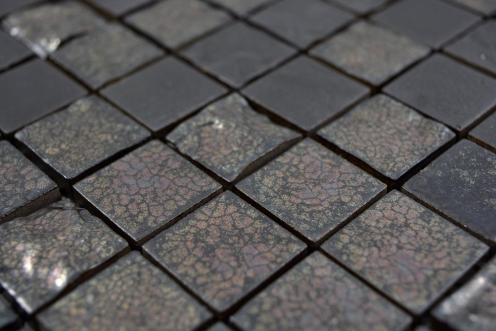 Keramikmosaik Mosaik Strukturiert Schwarz Wandverkleidung Fliesenspiegel Küchenfliese Bad WC - 18-0333