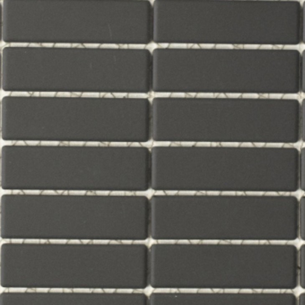 Mosaik Fliese Keramikmosaik Stäbchen anthrazit schwarz unglasiert 24B-0310-R10