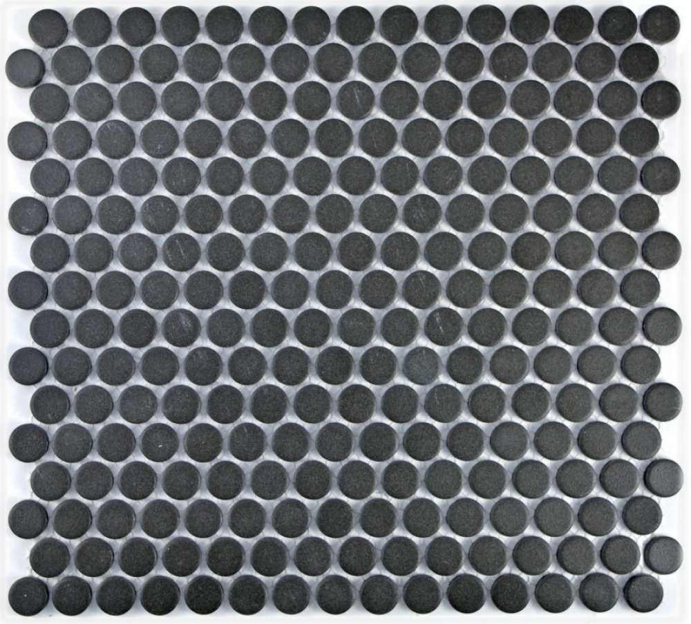 Knopfmosaik rutschfest Rundmosaik Loop Penny anthrazit schwarz unglasiert rutschsicher 10-0304-R10
