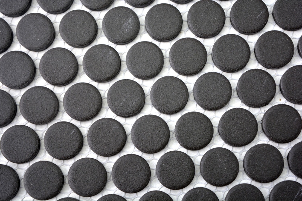 Knopfmosaik rutschfest Rundmosaik Loop Penny anthrazit schwarz unglasiert rutschsicher 10-0304-R10