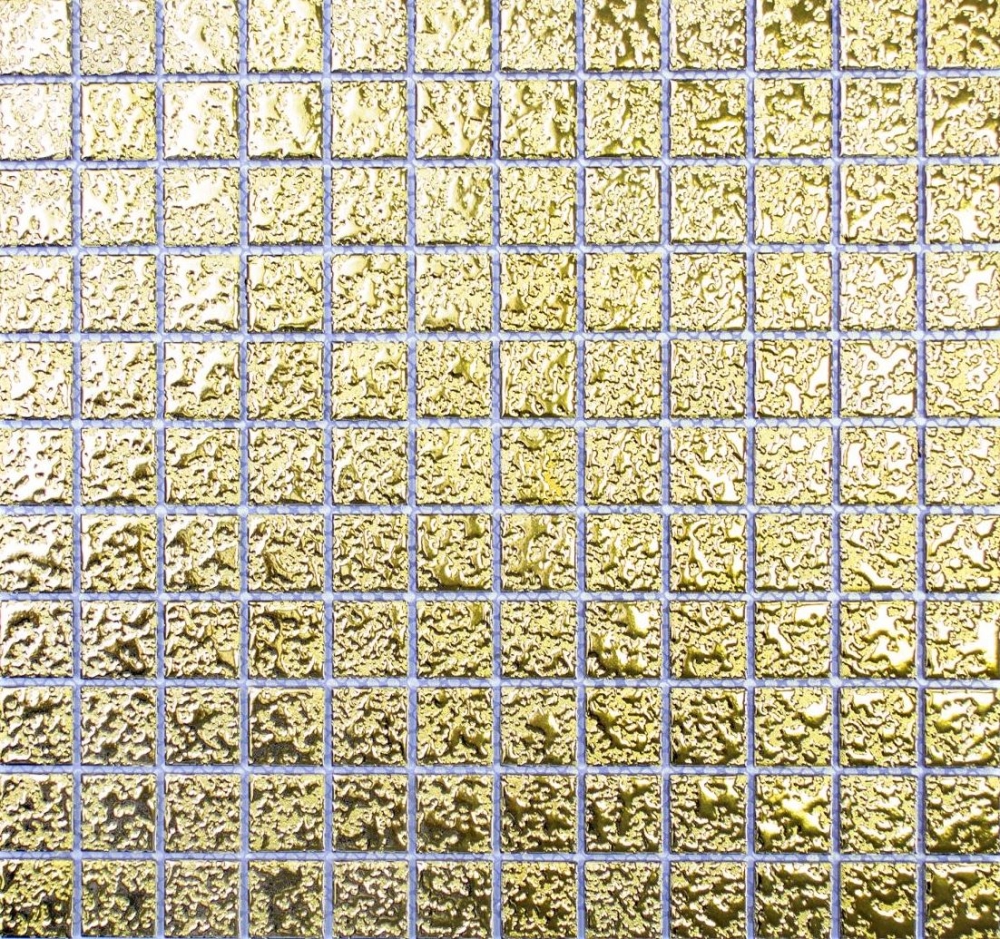 Keramikmosaik gold Struktur Gehaemmert - 10 Mosaikblaetter