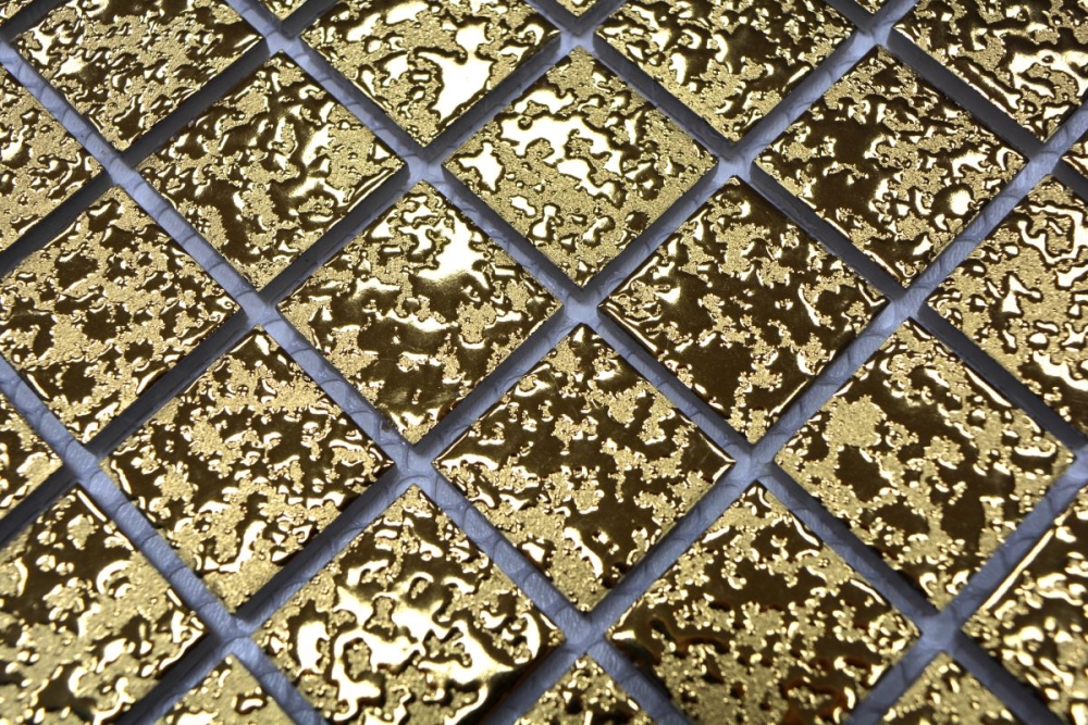 Keramikmosaik gold Struktur Gehaemmert - 10 Mosaikblaetter