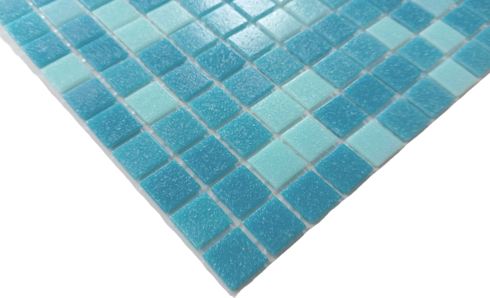 Mosaique verre mix bleu brillant - 10 feuilles de mosaique