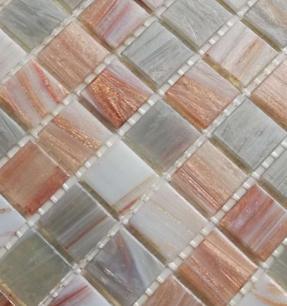 Mosaique carree Goldensilk beige clair verre brillant