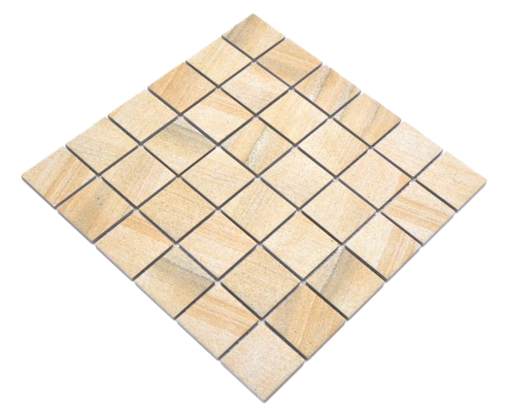 Mosaik Quadrat Steinoptik sandbeige Keramik matt