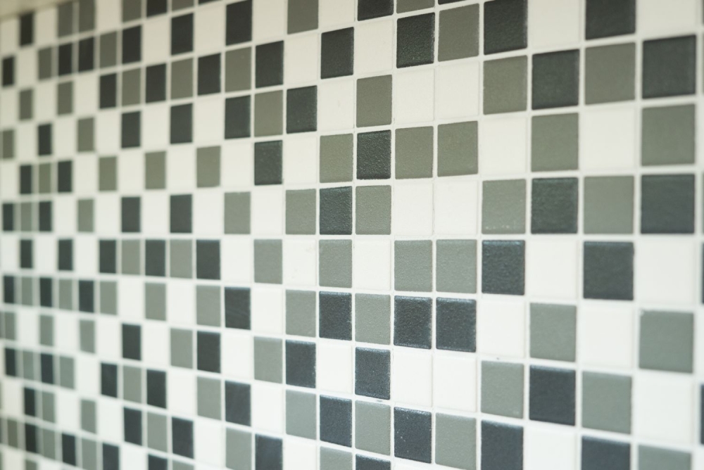 Mosaique Carre mix noir blanc metal Ceramique mat R10B