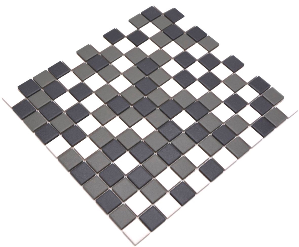 Mosaique Carre mix noir blanc metal Ceramique mat R10B