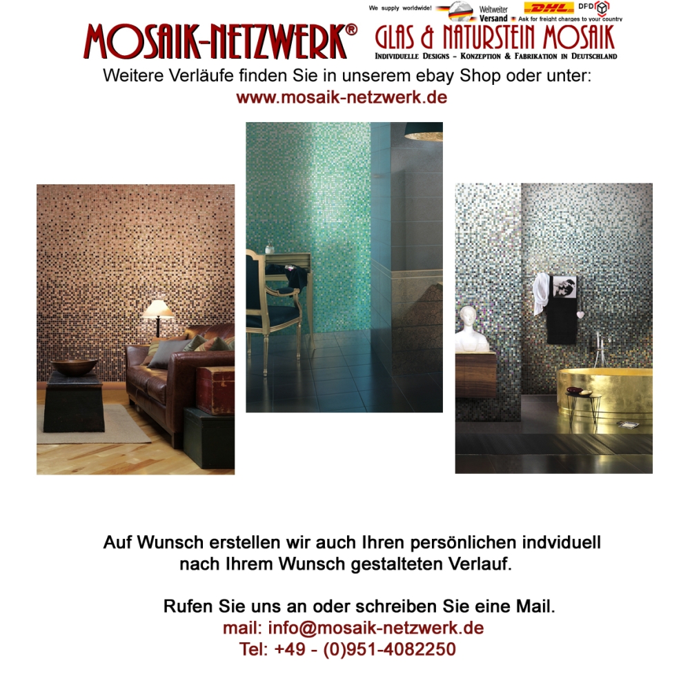 Glasmosaik Farbverlauf weiss hellblau Duschwand Bad Mosaikfliesen Shading Blend Sfumature - Art: 300-400