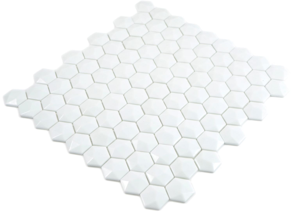 Piastrelle di mosaico Mosaico di vetro Mosaico di vetro riciclato tinta unita bianco satinato opaco Aspetto 3D