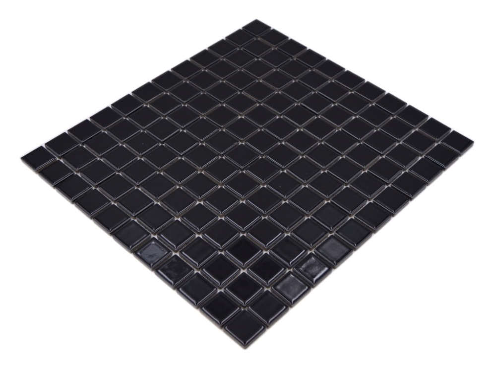 Mosaico cuadrado liso de ceramica negra brillante