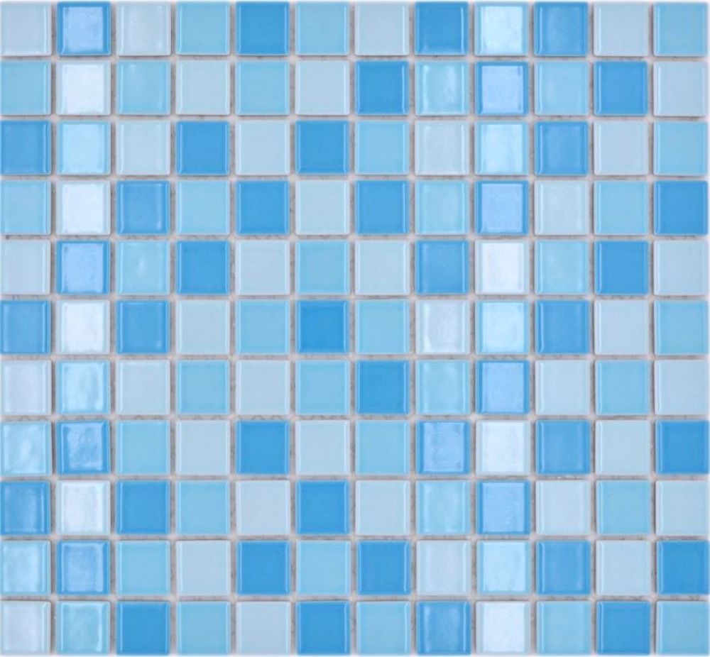 Keramik Mosaik Schwimmbadmosaik blau glänzend Poolmosaik Badfliesen 18-0406