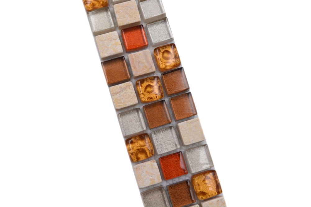 Mosaique Bordures Pierre naturelle Mosaique de verre Batonnets cream pastell rotor orange brun