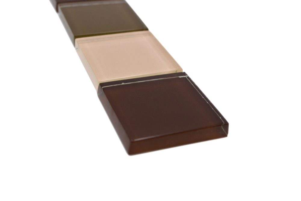 Mosaique de verre Carreaux de mosaique de verre beige marron brillant - 1 carreau