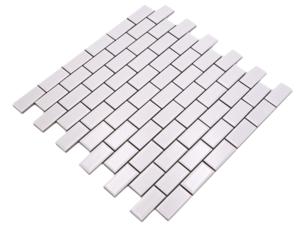 Mosaico Ladrillo uni blanco mate aspecto de albanileria ceramica