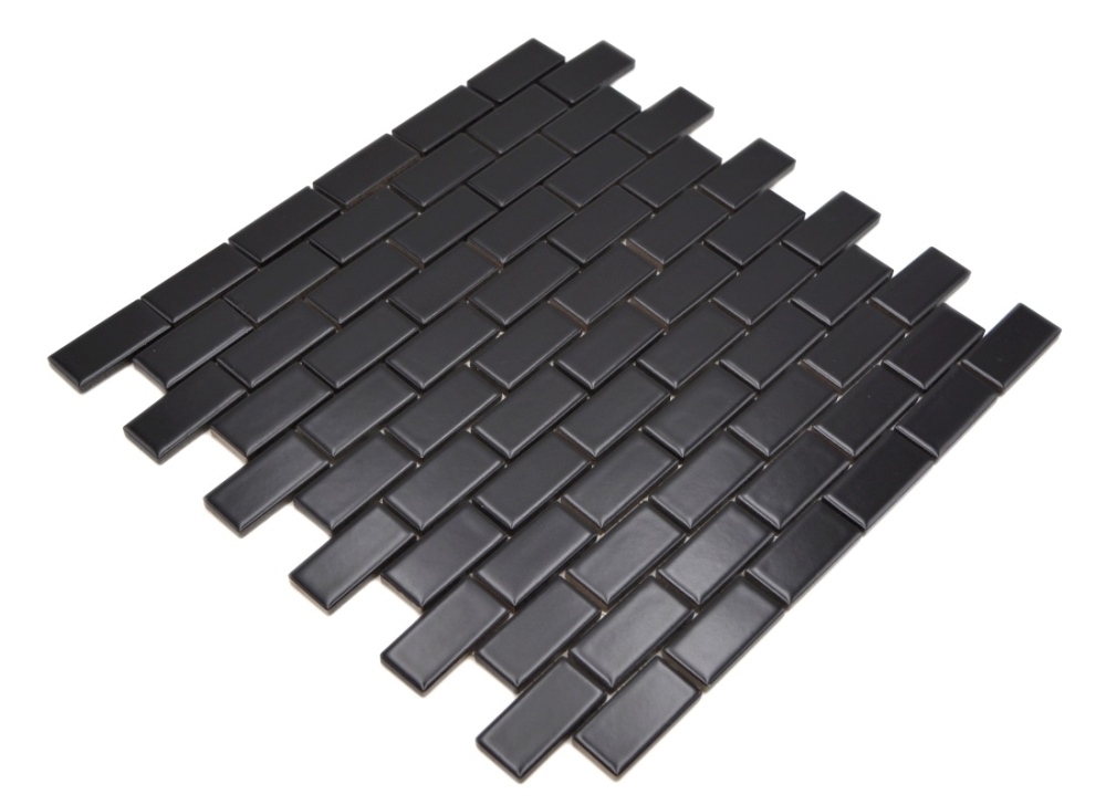 Mosaique Brick uni noir mat Ceramique aspect maconnerie