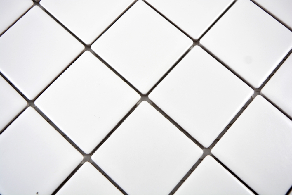 Mosaik Fliese weiß matt Poolmosaik Badmosaik Küchenwand Keramik - 16B-0111_b